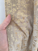 پک ۵ تیکه پرده آماده پانچی مخمل طلاکوب النا شامپاینی ، مخمل کالیفرنیا کرم استخونی ،کرپ ابری